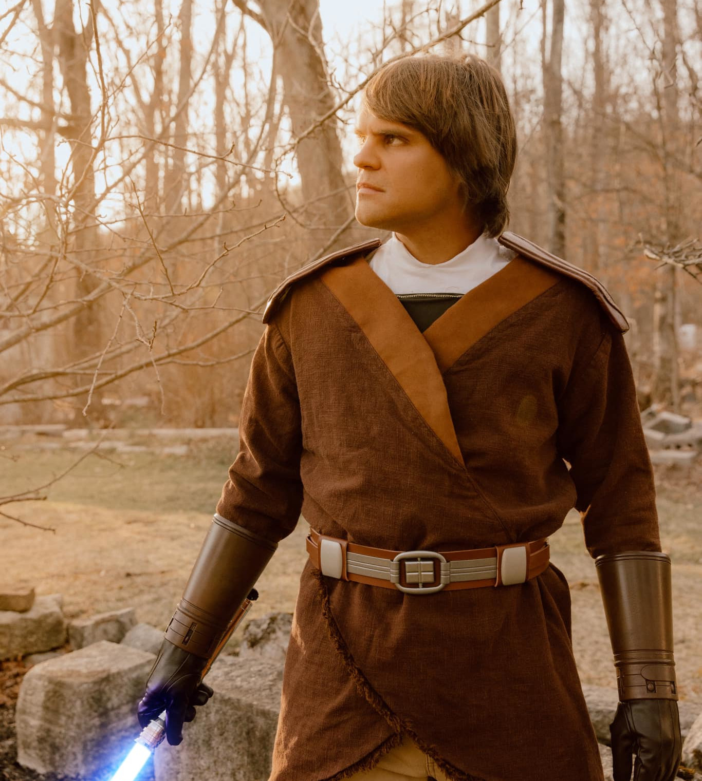 Ryan wearing his light side Revan jedi robes.